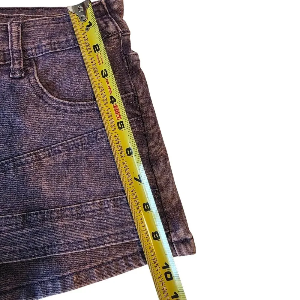 Purple‎ denim acid wash skort